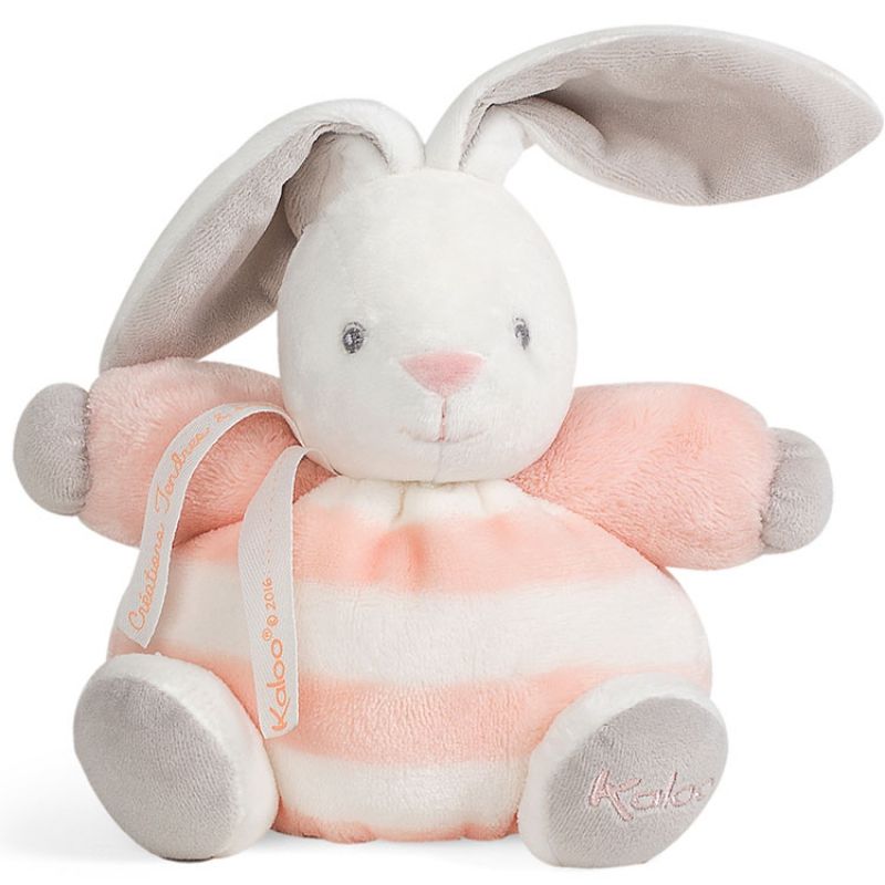  bébé pastel peluche lapin blanc orange rayé 18 cm 